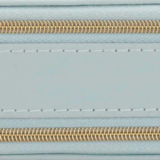 Szkatułka na biżuterię ekoskóra 11,5x8,5x5,5 cm błękitny organizer z przegródkami i lusterkiem