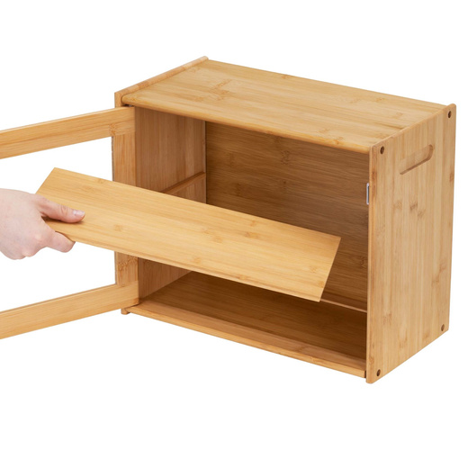 Chlebak zamykany, dwupoziomowy, pojemnik kuchenny do przechowywania pieczywa, bambusowy