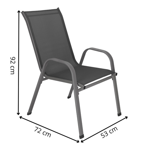 Krzesła ogrodowe 4 szt. metalowe wys. 92 cm na taras balkon 120 kg ciemnoszare