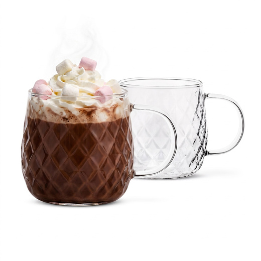Szklanka do kawy, herbaty, napojów 350 ml zestaw 2 szt. szklanek z uchem