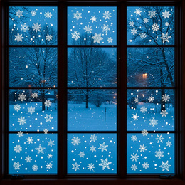 Naklejki świąteczne na okno 65 szt. płatki śniegu, ozdoby samoprzylepne, białe