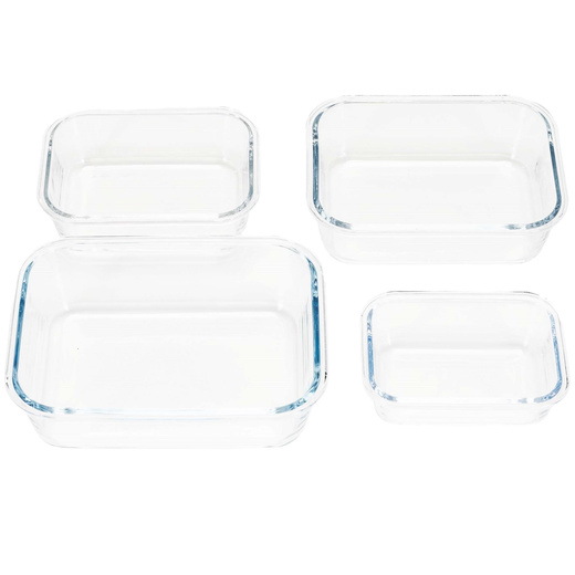 Pojemniki kuchenne na żywność z pokrywkami zestaw 4 szt. szklane, przeźroczysty