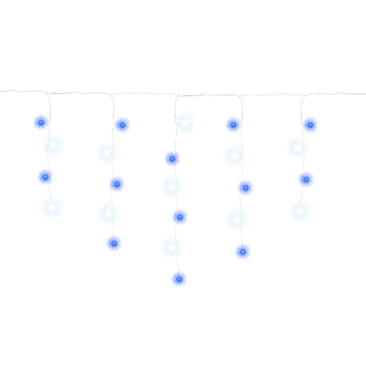 Kurtyna świetlna 300 led girlanda, lampki wewnętrzno-zewnętrzne 14,5 m sople niebieski z zimnym białym flash