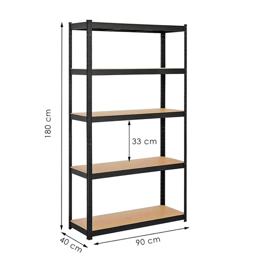 Regał metalowy z 5 półkami 180x90x40cm 875kg do garażu, piwnicy