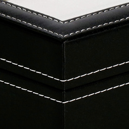 Szkatułka na zegarki 30x20x8 cm czarno-kremowa, ekoskóra organizer z 12 przegródkami