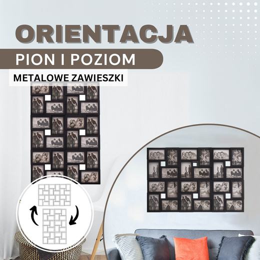 Ramka na zdjęcia 24 zdjęcia multiramka 10x15 czarna
