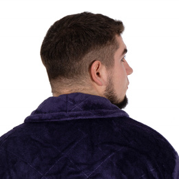 Szlafrok męski z polaru rozm. L/XL z paskiem granatowy