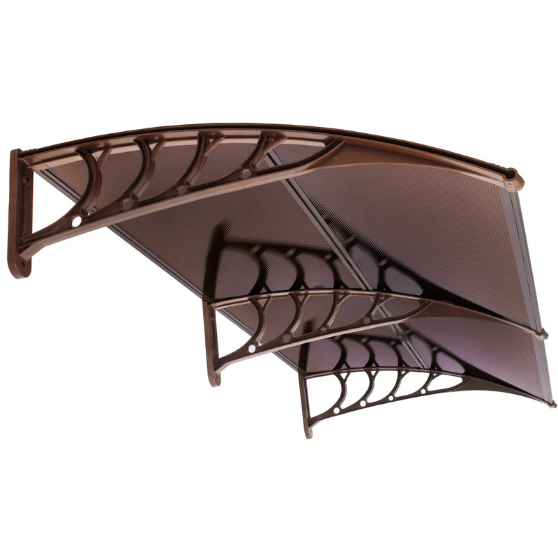 Zadaszenie, daszek do drzwi wejściowych, balkonowych, tarasowych 200x100 cm brązowy, transparentny
