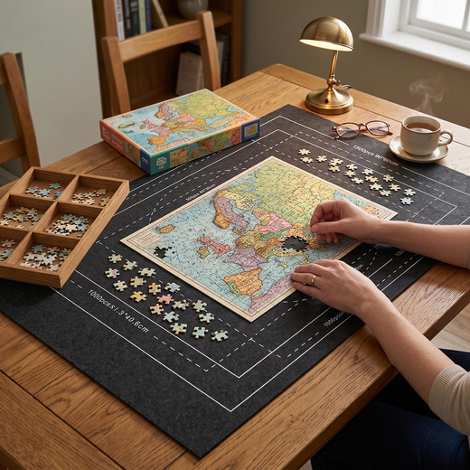 Mata do układania puzzli, zwijana 114x67 cm plansza, podkładka na 1500 puzzli