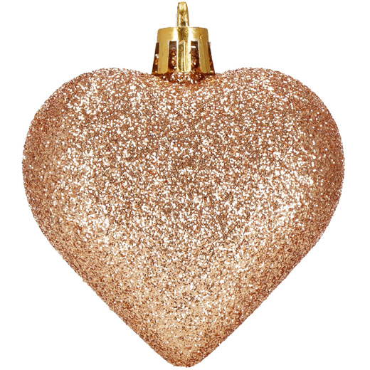Bombki choinkowe 8 szt. ozdoby świąteczne 7 cm serca, rose gold