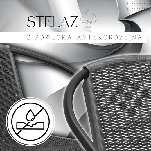 Meble ogrodowe na taras metalowe krzesła 6 szt. i stół komplet czarno-szary