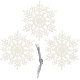 Zawieszka na choinkę śnieżynki 3 szt. ozdoba świąteczna 10,5 cm biały brokat