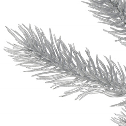 Gałązka świąteczna liść sztuczna dekoracja do stroika srebrna 47 cm