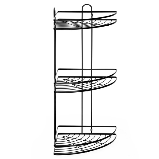 Półka łazienkowa narożna pod prysznic 3 poziomy, wisząca, czarna