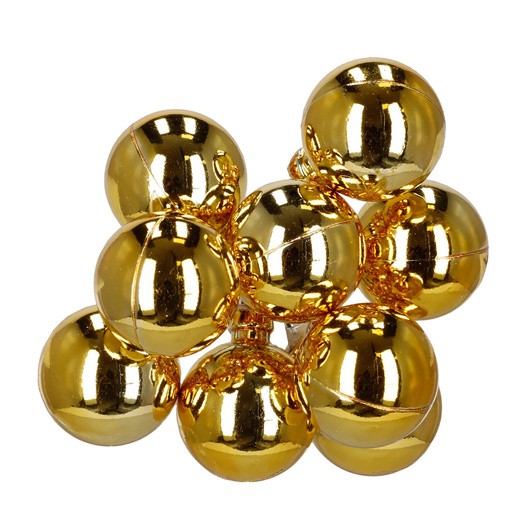 Bombki choinkowe, komplet 6 szt. dekoracja do stroika, mini bomki 54 szt. na druciku, złote