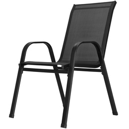 Meble ogrodowe, metalowe zestaw dla 6 osób stół 140 cm szkło hartowane i 6 krzeseł czarne