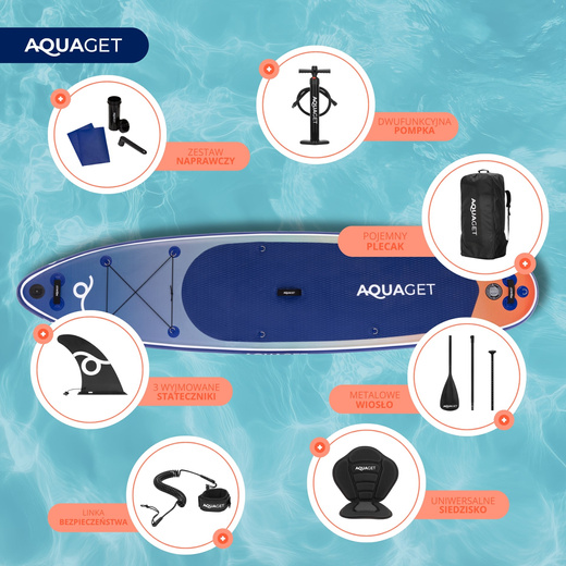 Deska pompowana do pływania SUP 350 cm z siedziskiem paddleboard z wyposażeniem