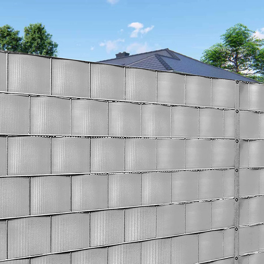 Taśma ogrodzeniowa z zestawem klipsów mocujących 20 szt. PVC 35 m x 4,75 cm 450 g/m2 szara