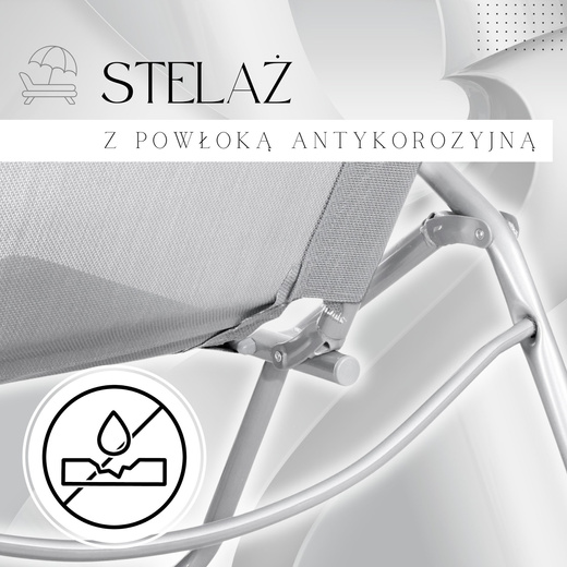 Leżak ogrodowy grawitacyjny szary 