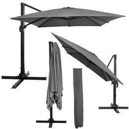 Parasol ogrodowy 440 cm z pokrowcem duży na wysięgniku na balkon, taras grafitowy