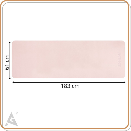 Mata do jogi, ćwiczeń fitness 183x61 cm antypoślizgowa, materac do stretchingu, jasny róż