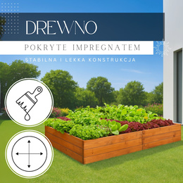 Skrzynia drewniana na warzywa 240x84x26,5 cm warzywniak z agrowłókniną, brązowy