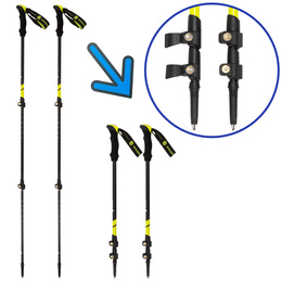 Kije trekkingowe z regulacją długości, składane kijki do chodzenia, nordic walking z trzema nakładkami