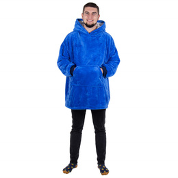 Kocobluza damska oversize koc bluza 2w1 z kapturem ciepła niebieska
