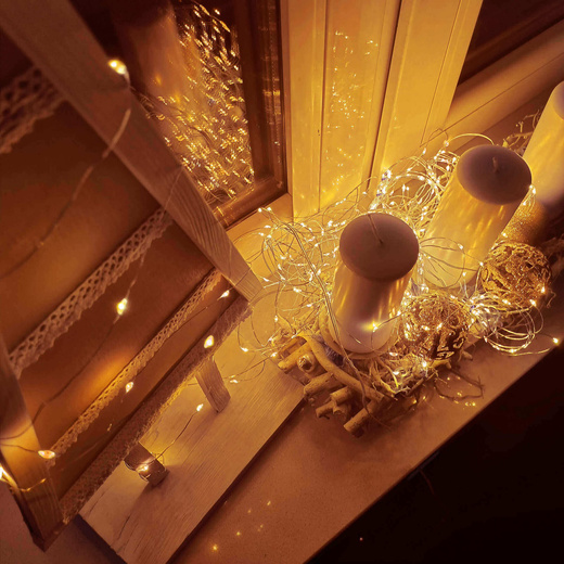 Lampki choinkowe 30 LED druciki mikro na baterie biały ciepły