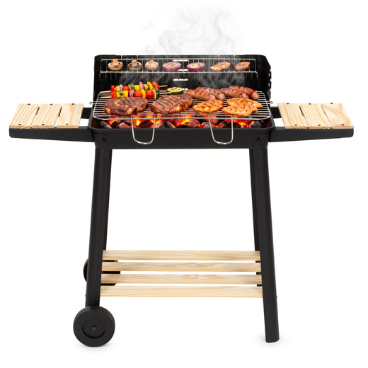 Grill ogrodowy, węglowy z widelcami do opiekania mięsa, ruszt z regulowaną wysokością, przenośny