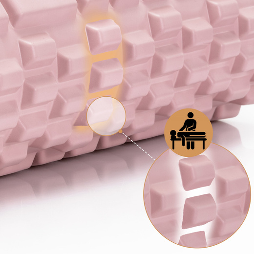 Wałek do masażu, średnio twardy, roller z wypustkami, różowy