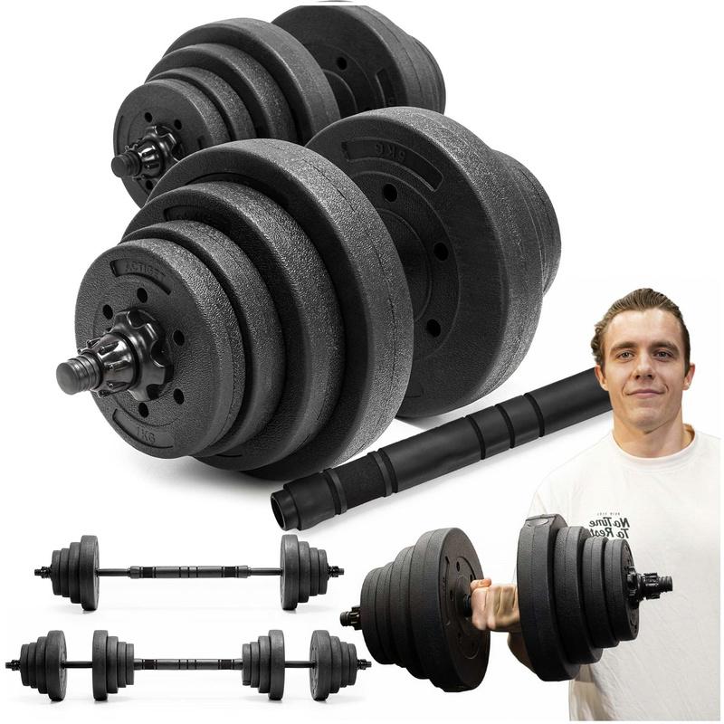 Hantle regulowane zestaw 2x15 kg obciążeń gryf do treningu 30 kg talerze zaciski łącznik do hantli