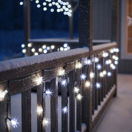 Kurtyna świetlna PRO 50 Led lampki zewnętrzne 2,5 m zimny biały + zimny biały flash zestaw