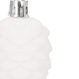 Zawieszka na choinkę szyszki 3 szt. ozdoba świąteczna 7 cm biały brokat