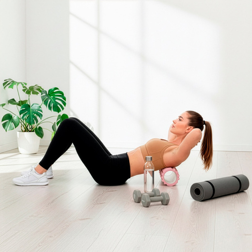 Wałek do masażu, średnio twardy, roller z wypustkami, różowy