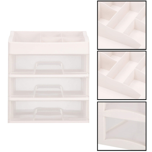 Organizer na kosmetyki 31x26,5x19,5 cm mleczny pojemnik na biżuterię z przegródkami
