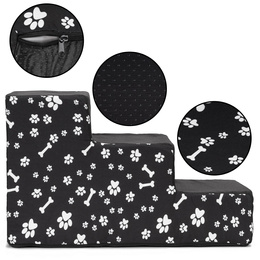 Schodki dla psa do łóżka 30 cm podest, rampa 3-stopniowa, czarne