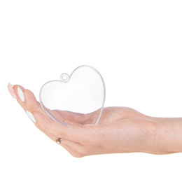 Bombki akrylowe 7cm serce plastikowe decoupage zestaw 10 szt.