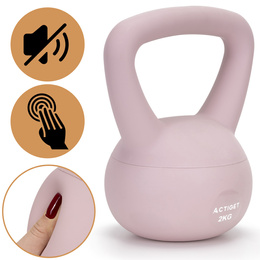 Kettlebell miękki 2kg kula odważnik hantla ciężar do ćwiczeń fitness, jasnoróżowy