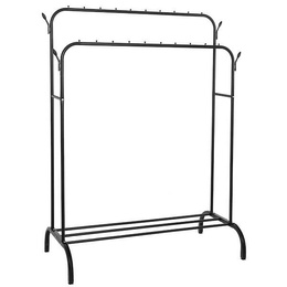 Wieszak na ubrania 146x110x55 cm podwójny metalowy stojak loft czarny