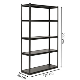 Regał magazynowy 200x120x40 cm 5 półek do przechowywania, garażu 750 kg metalowy