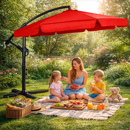 Parasol ogrodowy na wysięgniku 350 cm składany z pokrowcem, na balkon, taras czerwony