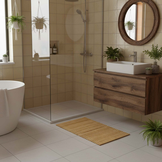 Mata łazienkowa, dywanik 80x50 cm antypoślizgowy, bambusowy