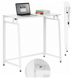 Biurko komputerowe, składane 80 cm stolik do pracy przy komputerze, drewniany, białe