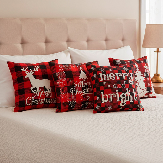 Poszewka dekoracyjna 40x40cm na poduszkę zestaw 4 szt. wzory świąteczne