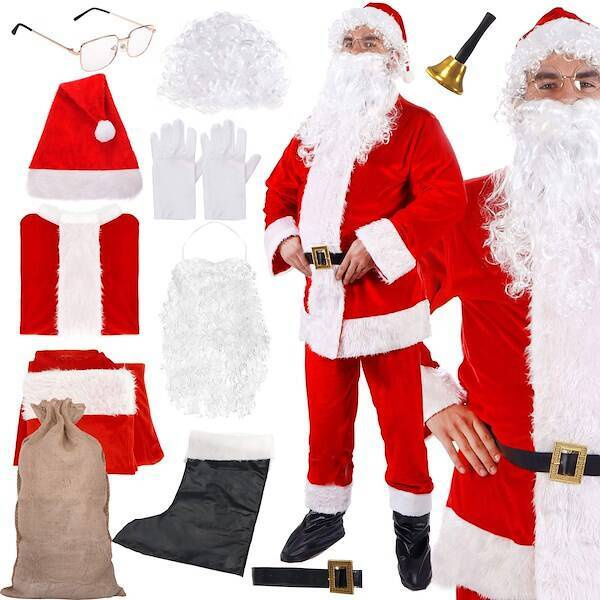 Strój św. Mikołaja zestaw 11 elementowy przebranie świąteczne