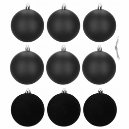 Bombki choinkowe 9 szt. zestaw dekoracji świątecznych 8,5 cm nietłukące, zamszowe, czarne
