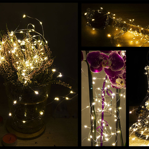 Lampki choinkowe 100 LED druciki mikro na baterie