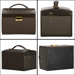 Szkatułka na biżuterię ekoskóra 17,5x14x12,5 cm brązowy organizer z przegródkami