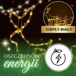 Renifer Led świąteczny z saniami 100 cm świetlna dekoracja biały ciepły